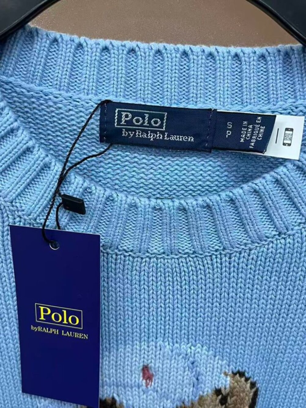 Polo Ralph Lauren Light Blue Polo Bear Crewneck Cotton Sweater - Picture 6 of 9